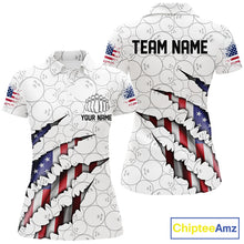 Load image into Gallery viewer, Personalized American Flag Bowling Team Shirts For Women Patriotic Bowling Gifts IPHW5523