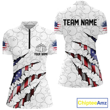 Load image into Gallery viewer, Personalized American Flag Bowling Team Shirts For Women Patriotic Bowling Gifts IPHW5523