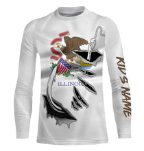 Load image into Gallery viewer, IL Illinois Flag Fishing 3D Fish Hook UV protection quick dry customize name long sleeves shirts personalized Patriotic fishing apparel gift for Fishing lovers IPH1908