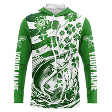 Load image into Gallery viewer, Custom St Patrick'S Day American Flag Walleye Fishing Shirts, Shamrock Flag Walleye Fishing Jerseys IPHW5896