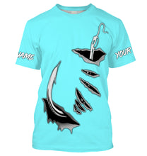 Load image into Gallery viewer, Fish hook Custom Sky blue Long Sleeve performance Fishing Shirts Fishing jerseys - IPHW1489