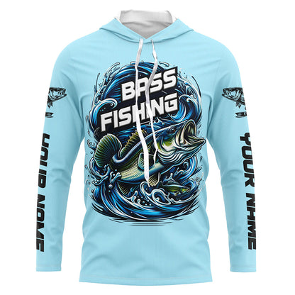Custom Largremouth Bass Long Sleeve Tournament Fishing Shirts, Uv Protection Bass Fishing Shirt IPHW5938