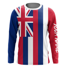 Load image into Gallery viewer, Hawaii State Hawaiian Flag Custom UV Long Sleeve Fishing Shirts - Personalized Fishing Gifts IPHW730
