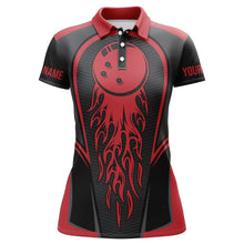 Load image into Gallery viewer, Red Flaming Bowling Ball Custom Women'S Bowling Jerseys, Matching Team Bowling Shirts IPHW4200