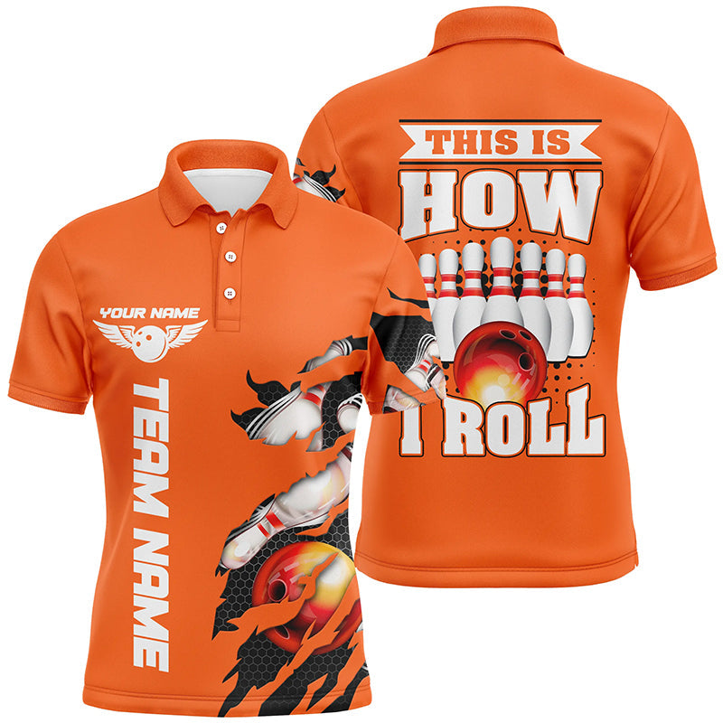 This Is How I Roll Custom Orange Bowling Team Polo Shirts For Men With Custom Name IPHW5268