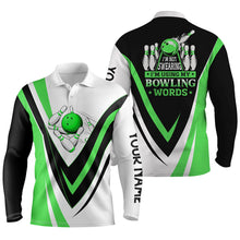 Load image into Gallery viewer, Custom bowling polo shirts for men I'm not swearing, I'm using my bowling words green bowl shirts NQS6632