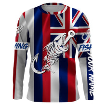 Load image into Gallery viewer, HI Fishing Custom Hawaiian Flag Fish hook skull Custom Name sun protection custom fishing shirts NQS3308