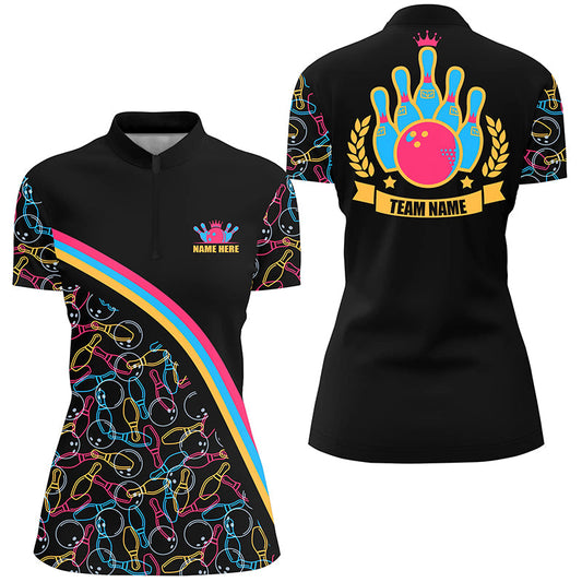 Custom bowling shirt for women – personalized team jersey front view