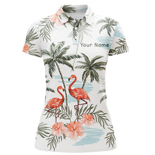 Load image into Gallery viewer, Flamingo tropical palm tree Women golf polo shirts custom ladies golf tops, personalized golf gifts NQS6878
