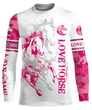 Load image into Gallery viewer, Love Horse tattoo pink camo cute horse shirt for girl Customize Name 3D All Over Printed Shirts Personalized gifts for Horse Lovers NQS2678