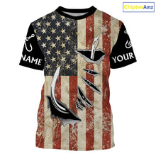 Load image into Gallery viewer, US Fishing Fish Hook American Flag patriotic UV protection custom long sleeves fishing apparel NQS1343