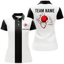 Load image into Gallery viewer, Personalized White and Black Retro Bowling Polo shirt For women custom vintage bowling team jerseys NQS7001