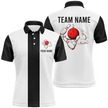 Load image into Gallery viewer, Personalized White and Black Retro Bowling Polo Shirts For Men custom vintage bowling team jerseys NQS7001