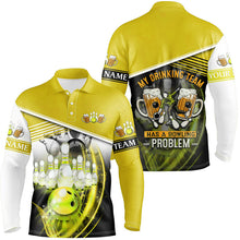 Load image into Gallery viewer, Mens polo bowling shirts Custom My drinking team has a bowling problem team league jerseys | Yellow NQS7015