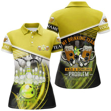 Load image into Gallery viewer, Women bowling polo shirts Custom My drinking team has a bowling problem team league jerseys | Yellow NQS7015