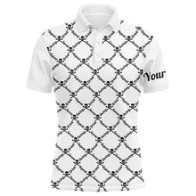 Load image into Gallery viewer, Mens golf polo shirt swing swear drink repeat golf skull custom name golf wear for mens | White NQS4885