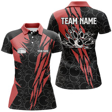 Load image into Gallery viewer, Black bowling camo Women bowling polo shirt Custom bowling strike team league jerseys | Red NQS6343