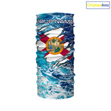 Load image into Gallery viewer, Blue sea wave ocean camo Florida flag shirt Custom sun protection fishing fishing long sleeve shirts NQS3455