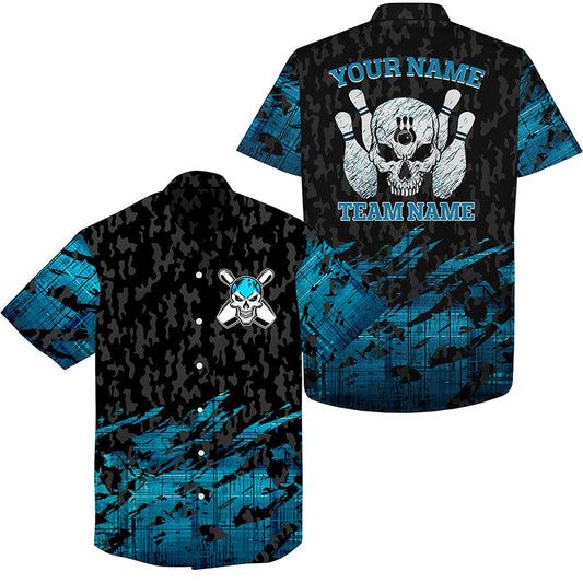 Custom Hawaiian bowling shirt for bowling – personalized team jersey front view