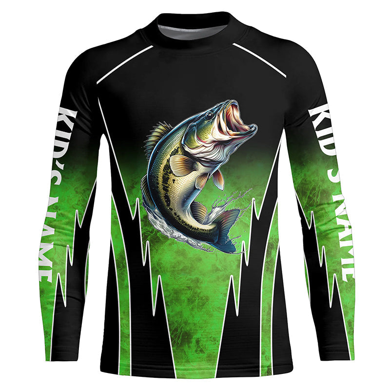 Largemouth Bass fishing green camo Custom performance long sleeve Bass fishing jerseys NQS7282