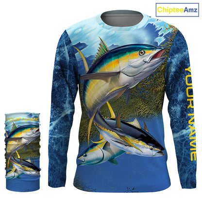 Tuna fishing blue deep sea Custom UPF fishing Shirts jersey, custom fishing shirts with hood NQS3216