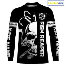 Load image into Gallery viewer, Fish reaper fishing black and white Custom sun protection fishing jersey Shirts, fishing gift NQS3500