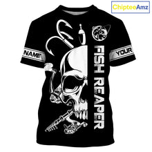 Load image into Gallery viewer, Fish reaper fishing black and white Custom sun protection fishing jersey Shirts, fishing gift NQS3500