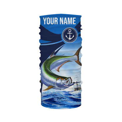Tarpon fishing blue sea underwater ocean Custom Name performance long sleeve fishing shirt NQS3782