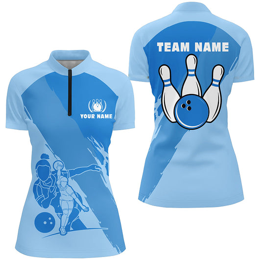 Custom bowling shirt for women – personalized team jersey front view