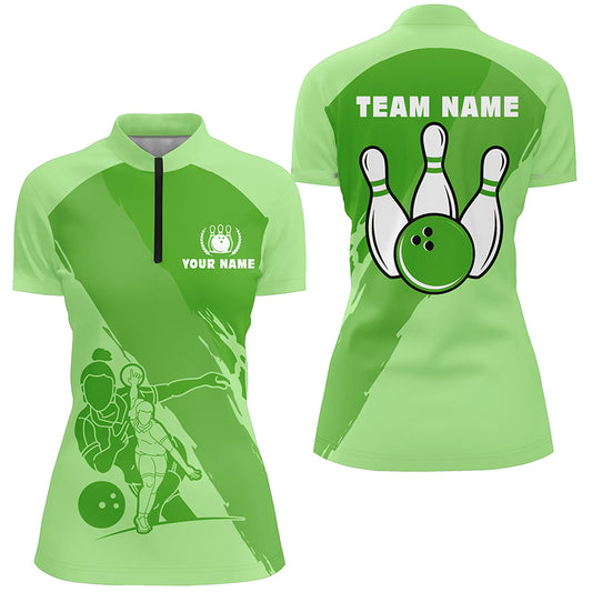 Custom bowling shirt for women – personalized team jersey front view