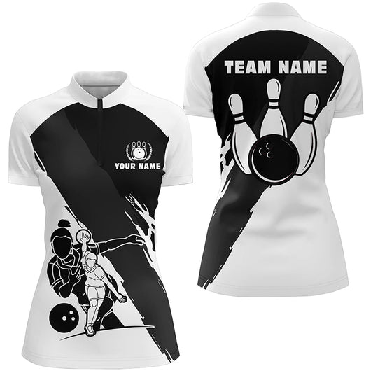 Custom bowling shirt for women – personalized team jersey front view