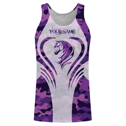 Love Horse purple camo Custom All over print Shirts, personalized horse gifts for girls - NQS2688