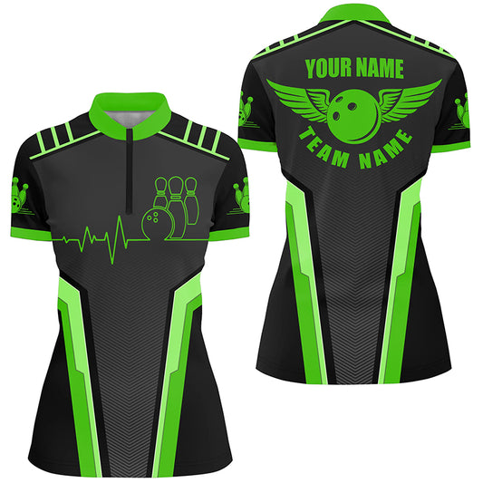Custom bowling shirt for women – personalized team jersey front view