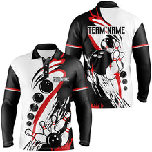 Load image into Gallery viewer, Black and white retro bowling league jerseys custom Men Bowling Polo Shirt, gifts for bowlers NQS7061
