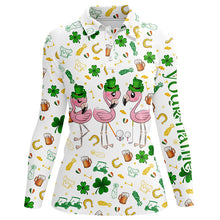 Load image into Gallery viewer, Womens golf polos shirt custom st patrick's day pattern golf clothes flamingo golf polos NQS7201