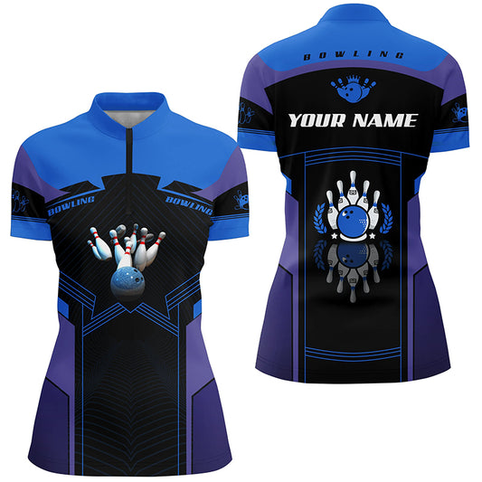 Custom bowling shirt for women – personalized team jersey front view