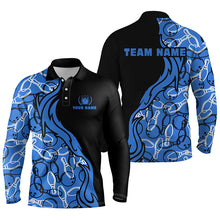 Load image into Gallery viewer, Black blue personalized bowling shirt for men – custom name design side view