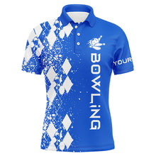Load image into Gallery viewer, Custom blue bowling shirt for men – personalized team jersey front view