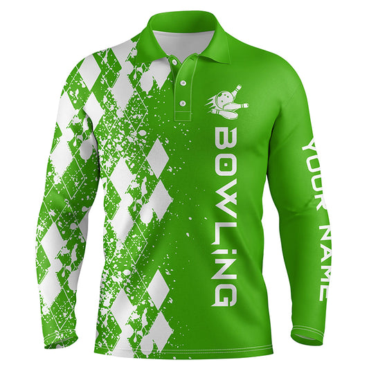 green personalized bowling shirt for men – custom name design side view