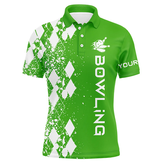 Custom green bowling shirt for men – personalized team jersey front view