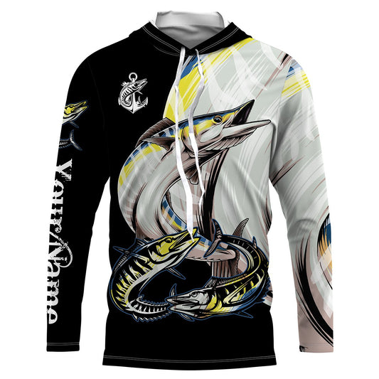 Wahoo saltwater fishing Customize Name UV protection quick dry UPF 30+ long sleeves fishing shirts,gifts for fishing lover NQS2452