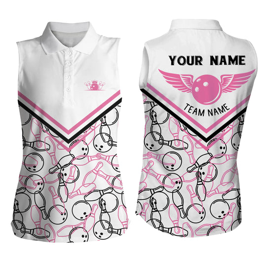 Custom sleeveless bowling shirt for women – personalized team jersey front view