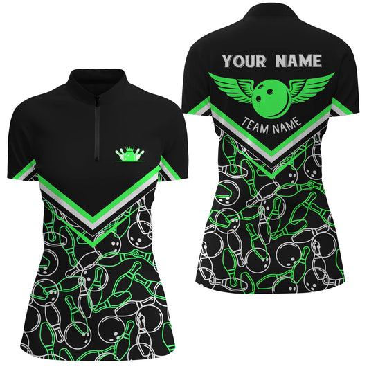 Custom bowling shirt for women – personalized team jersey front view