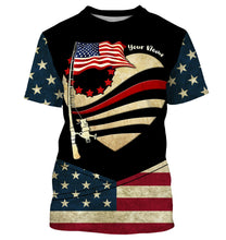Load image into Gallery viewer, American Flag fishing rod Custom Name US flag long sleeves, hooded fishing shirt, Personalized Gifts for Fisherman NQS2930
