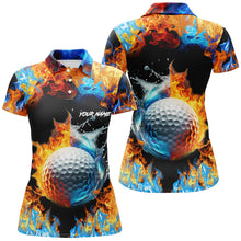Load image into Gallery viewer, Womens golf polo shirts custom water fire golf ball golf tops, golf attire for ladies NQS7288