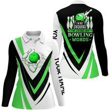 Load image into Gallery viewer, Custom bowling polo shirts for women I'm not swearing, I'm using my bowling words green bowl shirts NQS6632