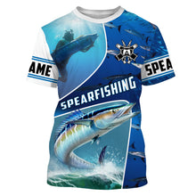 Load image into Gallery viewer, Wahoo blue water spearfishing Custom Name UV protection UPF 30+ fishing jersey, custom fishing apparel NQS3069