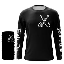 Load image into Gallery viewer, Fish Reaper Fish on black custom name UV protection Shirts custom long sleeve, hoodie fishing shirts NQS2857