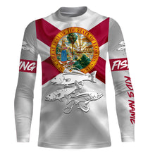 Load image into Gallery viewer, Inshore Slam Snook, Redfish,Trout fishing Florida Flag Custom fishing apparel NQS1470