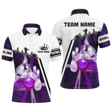 Load image into Gallery viewer, Purple galaxy light bowling ball pins custom Bowling Polo Team League jerseys, bowling gifts NQS6768